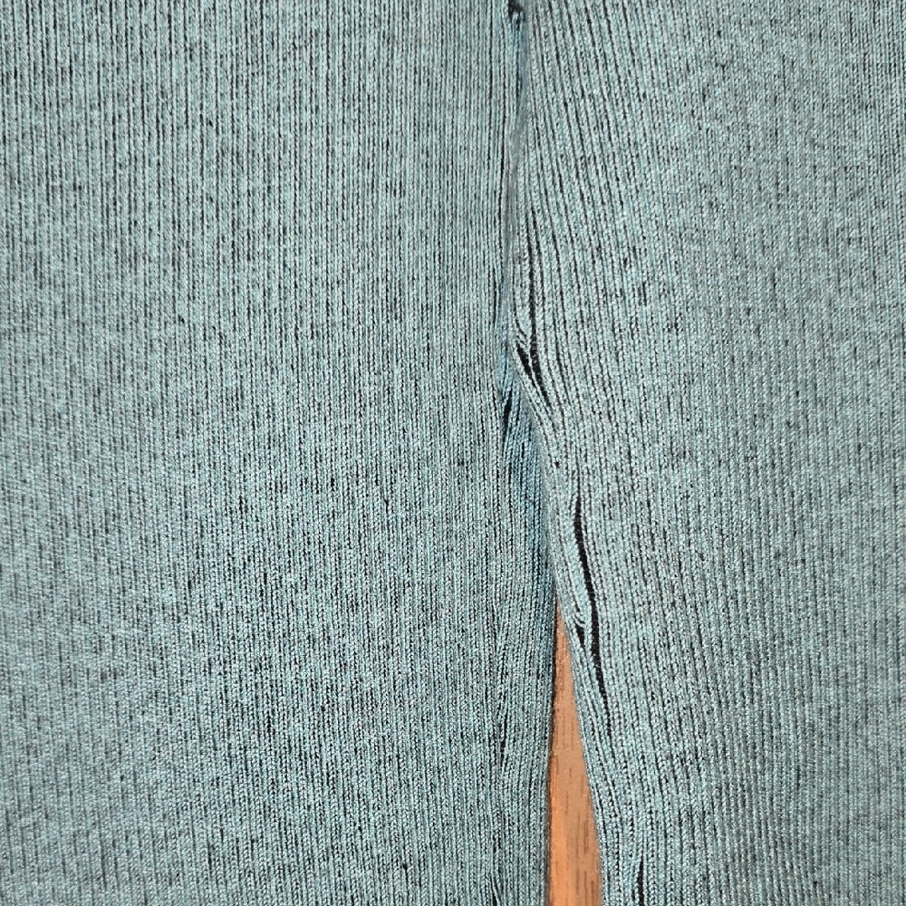 Light Teal Ribbed Flare Knit Pants - Picture 3 of 4